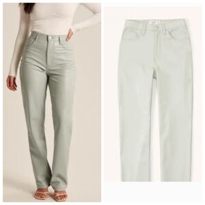 Abercrombie & Fitch The 90s Straight Ultra High Rise Faux Leather Pants Green 29